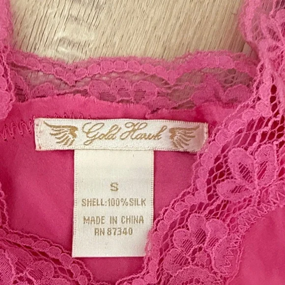 Gold Hawk Pink Lace Trim Slip Dress. Small. Mini Dresses - Picture 3 of 8